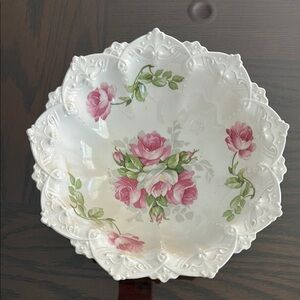 Vintage Floral White and Pink Decorative Bowl Limoges